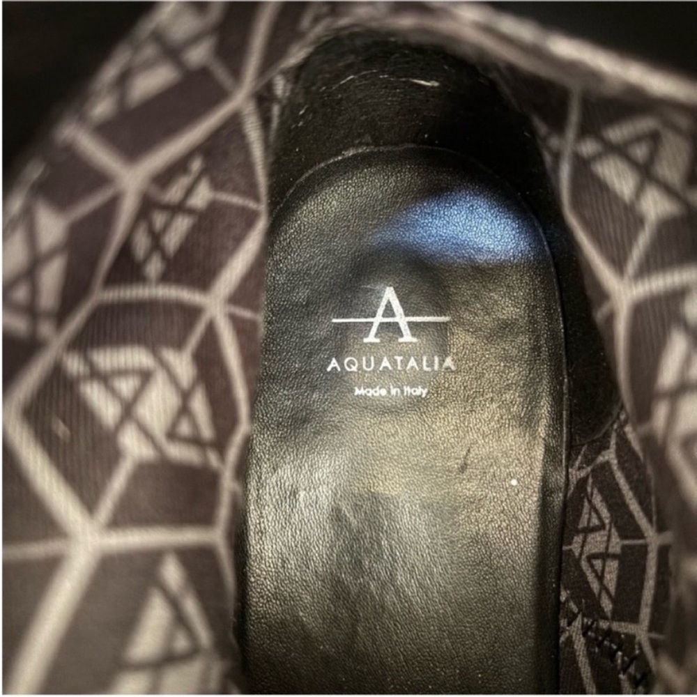Aquatalia Combat Weatherproof Boots Moto Croc Embossed Leather Black Size 10.5 - Picture 3 of 16